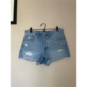 Madewell Relaxed Denim Shorts Size 27 Light Wash Cut Off Raw Style Distressed